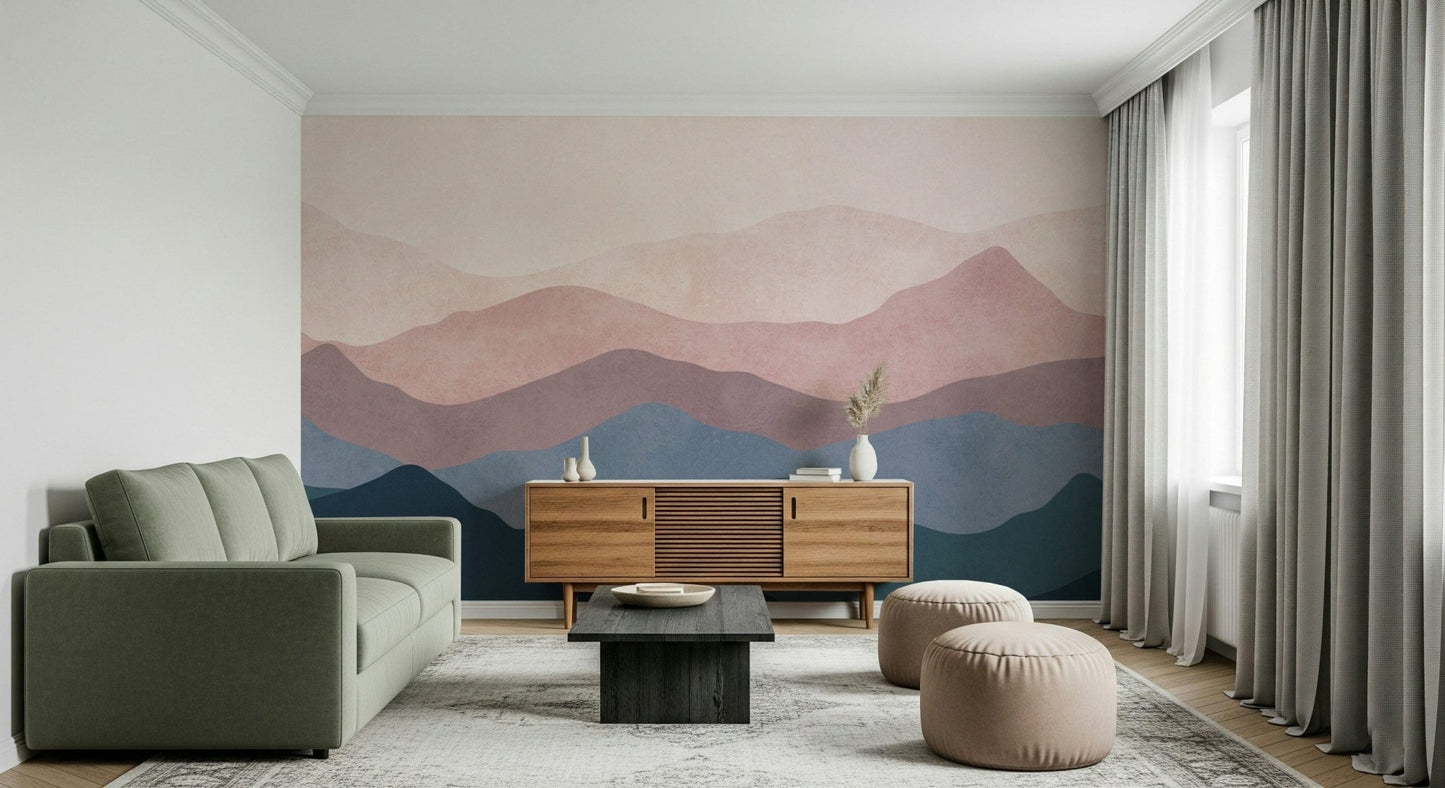 Abstract Mountain Dreams wall covering tranquil nature scene artistic view.