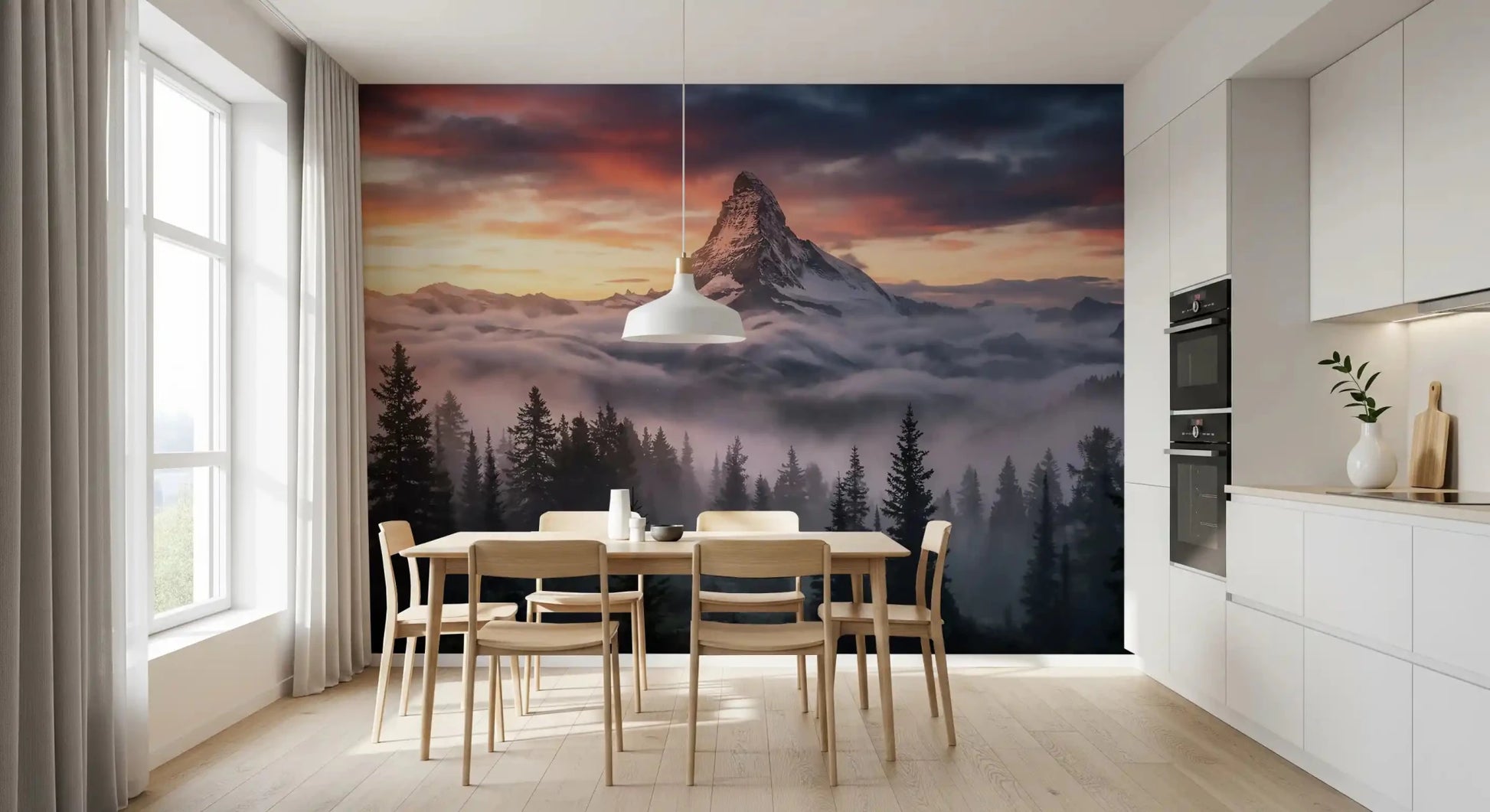 Study space highlighting the Mountain Majesty at Sunset wall mural.GD9461