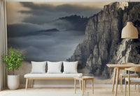 A beautiful mountain majesty wallpaper mural of a towering, serene mountain range.