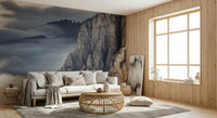 A serene majestic mountain wall mural for your decor.