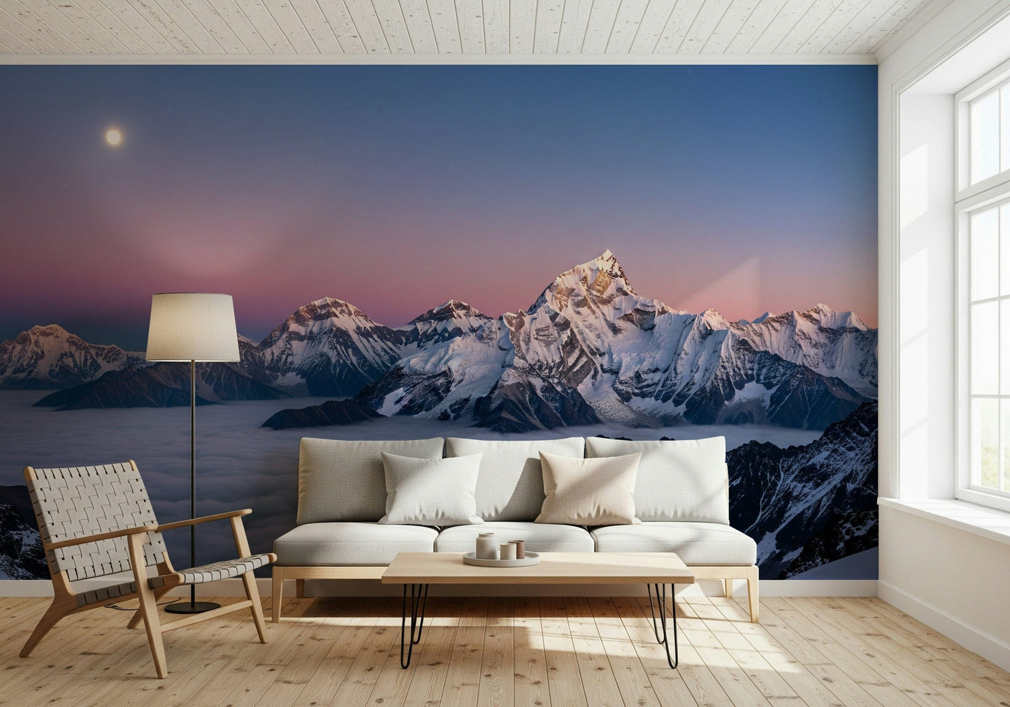 Creative studio with peaceful mountain wallpaper mural Summit Serenity Wall Mural