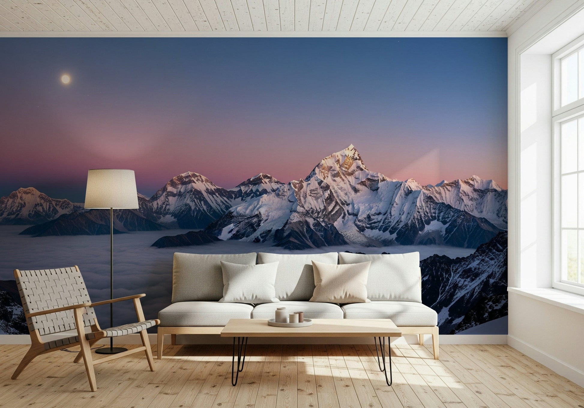 Creative studio with peaceful mountain wallpaper mural Summit Serenity Wall Mural