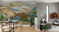 Dining area designed with Mountain Peaks Wall Mural in warm nature-inspired shades, GD8687