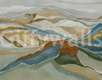 Scenic layered hills in Mountain peaks Wall Mural with blue, beige, and rust tones, GD8687
