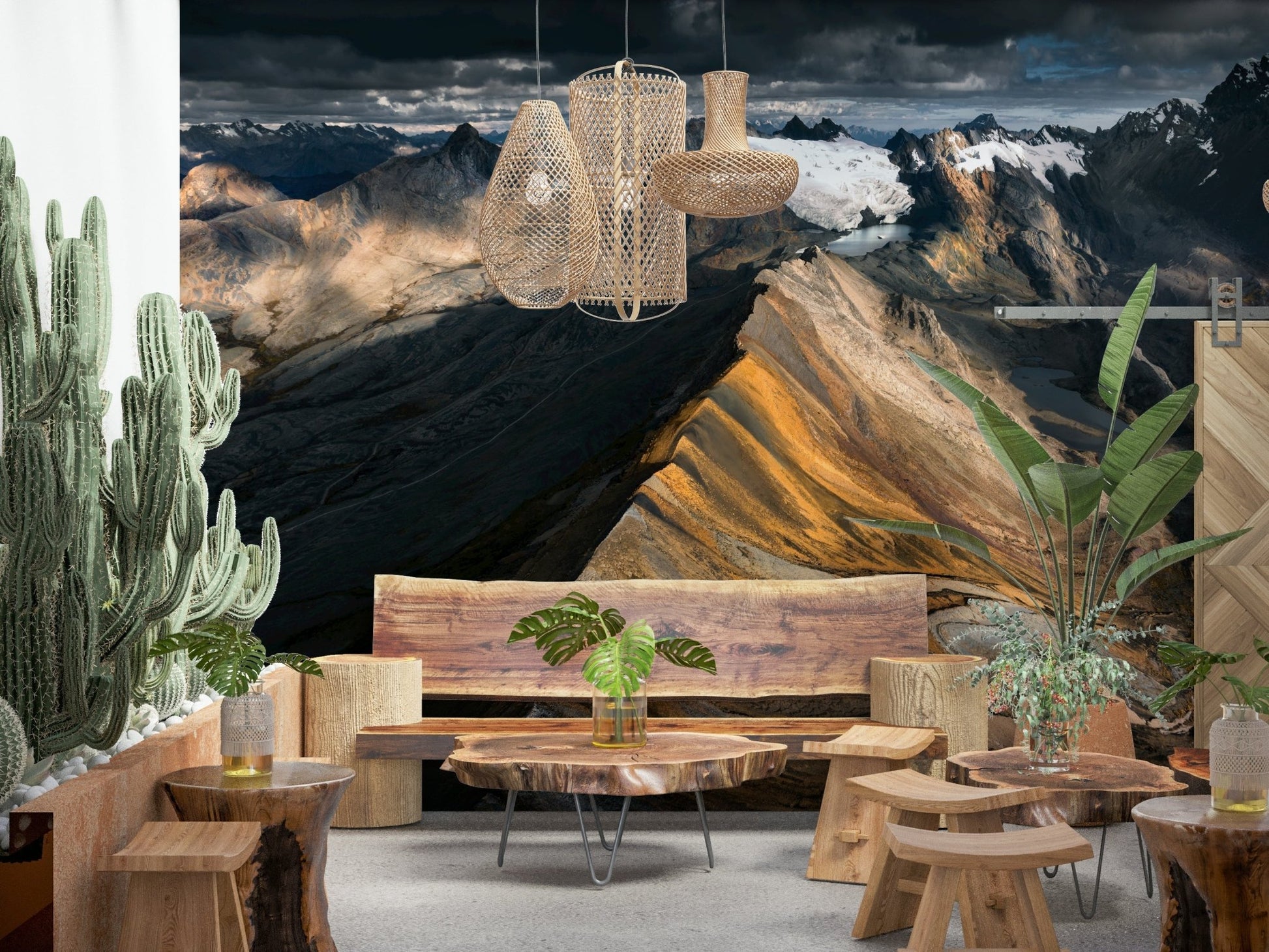 An artistic nature inspired mural for home decor.