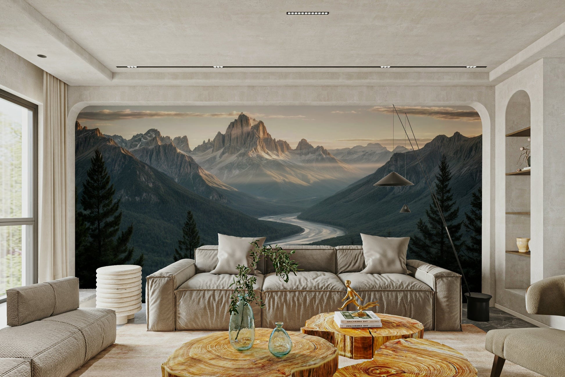 The river and mountains are a central focus of the image.

