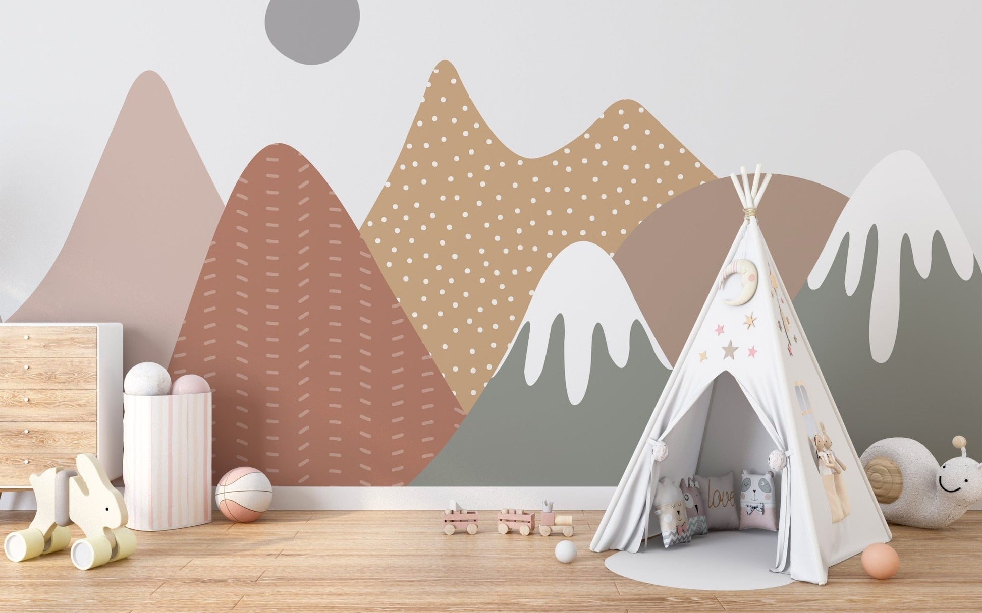 Soft Pastel Mountains Kids Wallpaper
 A415