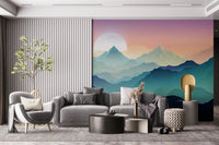 Corporate breakroom with Mountain Serenity Wall Mural for a peaceful vibe.