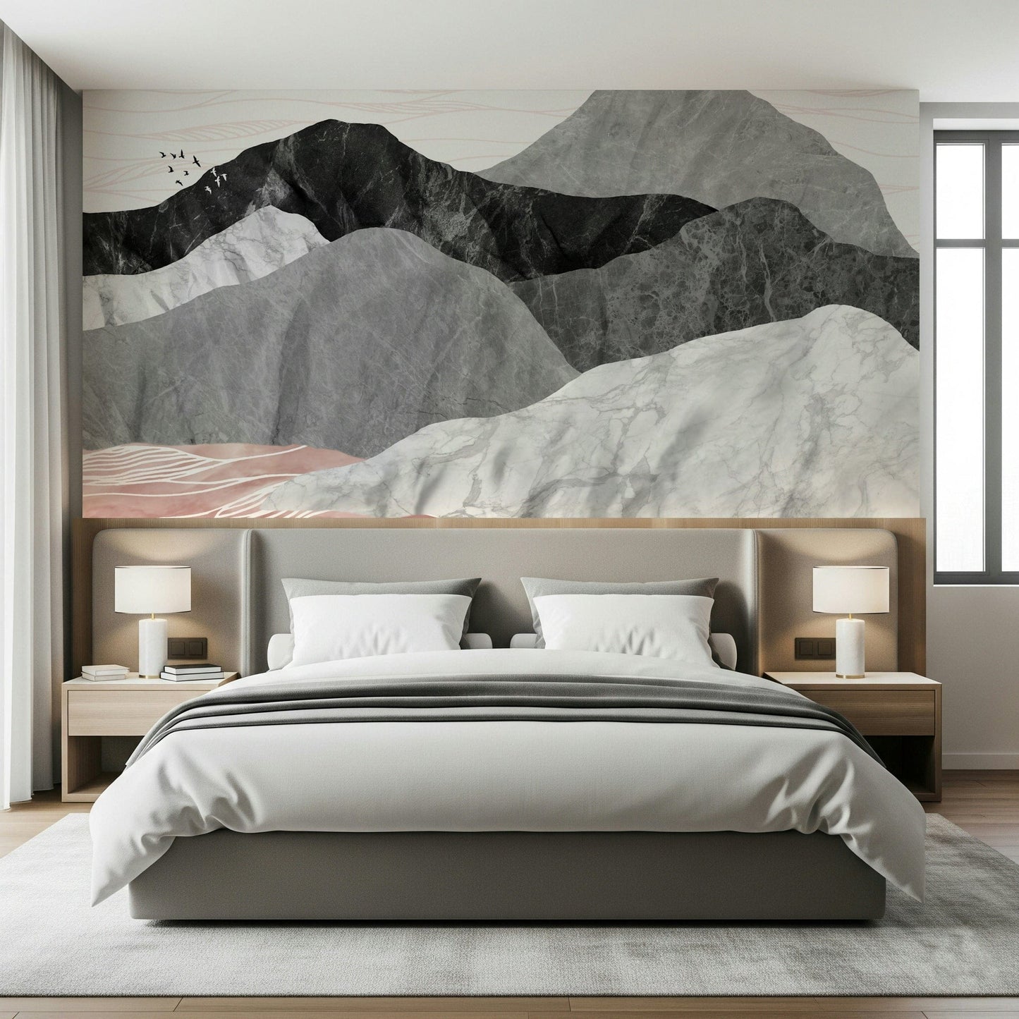 A contemplative dramatic vista wallpaper mural for a feature wall., GD5648