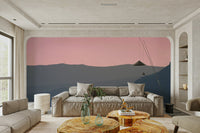 The peel and stick wallpaper on a smooth wall surface.