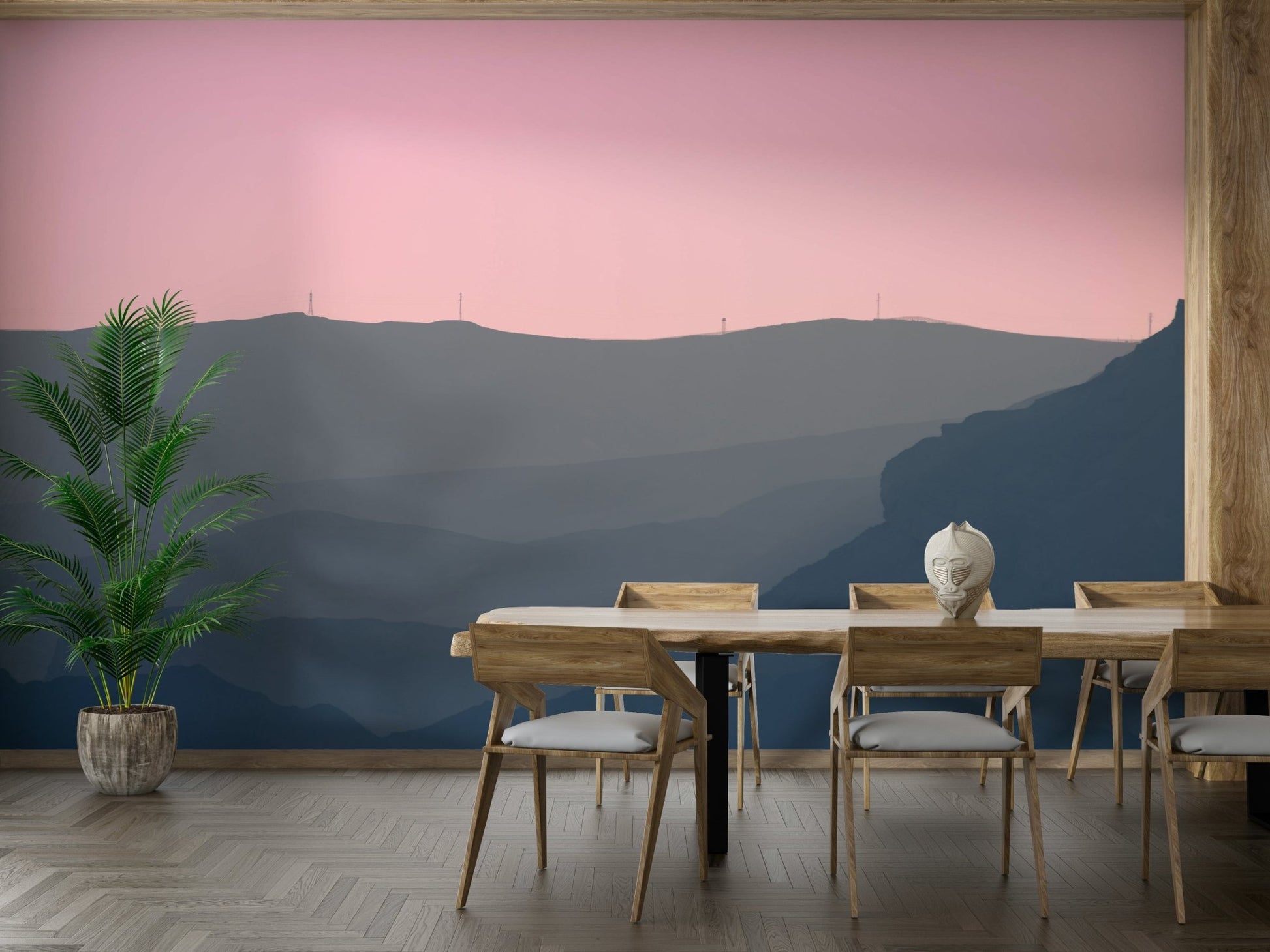 The wallpaper for walls being installed.