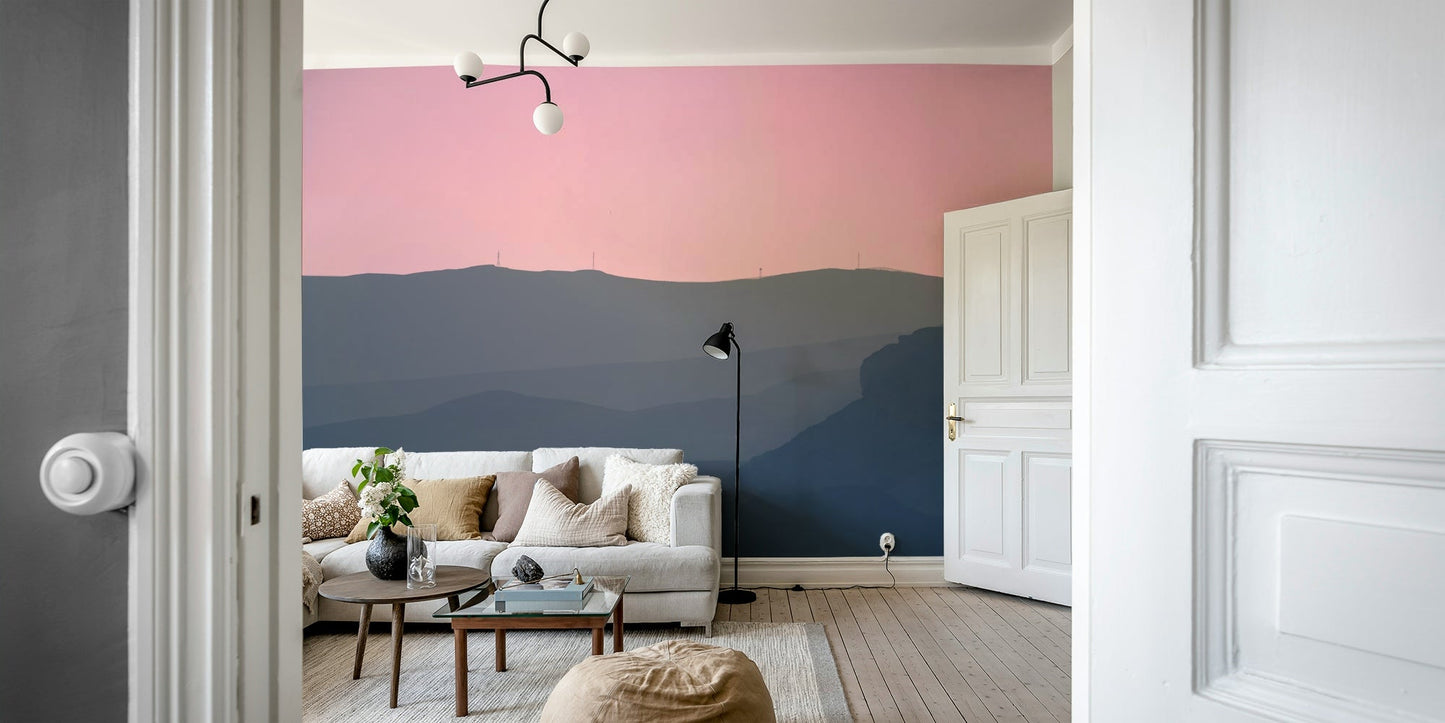 The wallpaper is used to create a feature wall in a dining room.