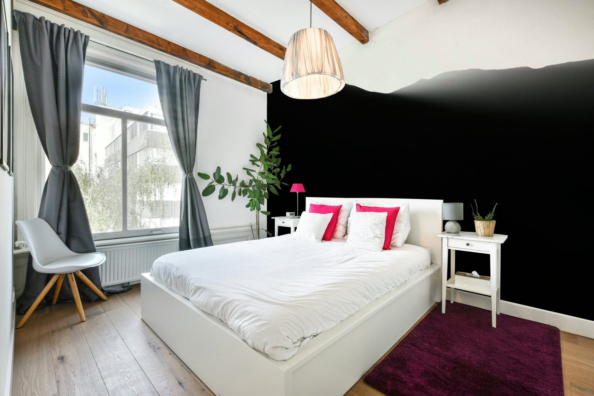 A high-angle view of the wall mural in a large space.