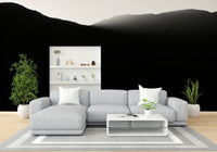 The peel and stick wallpaper on a smooth wall surface.