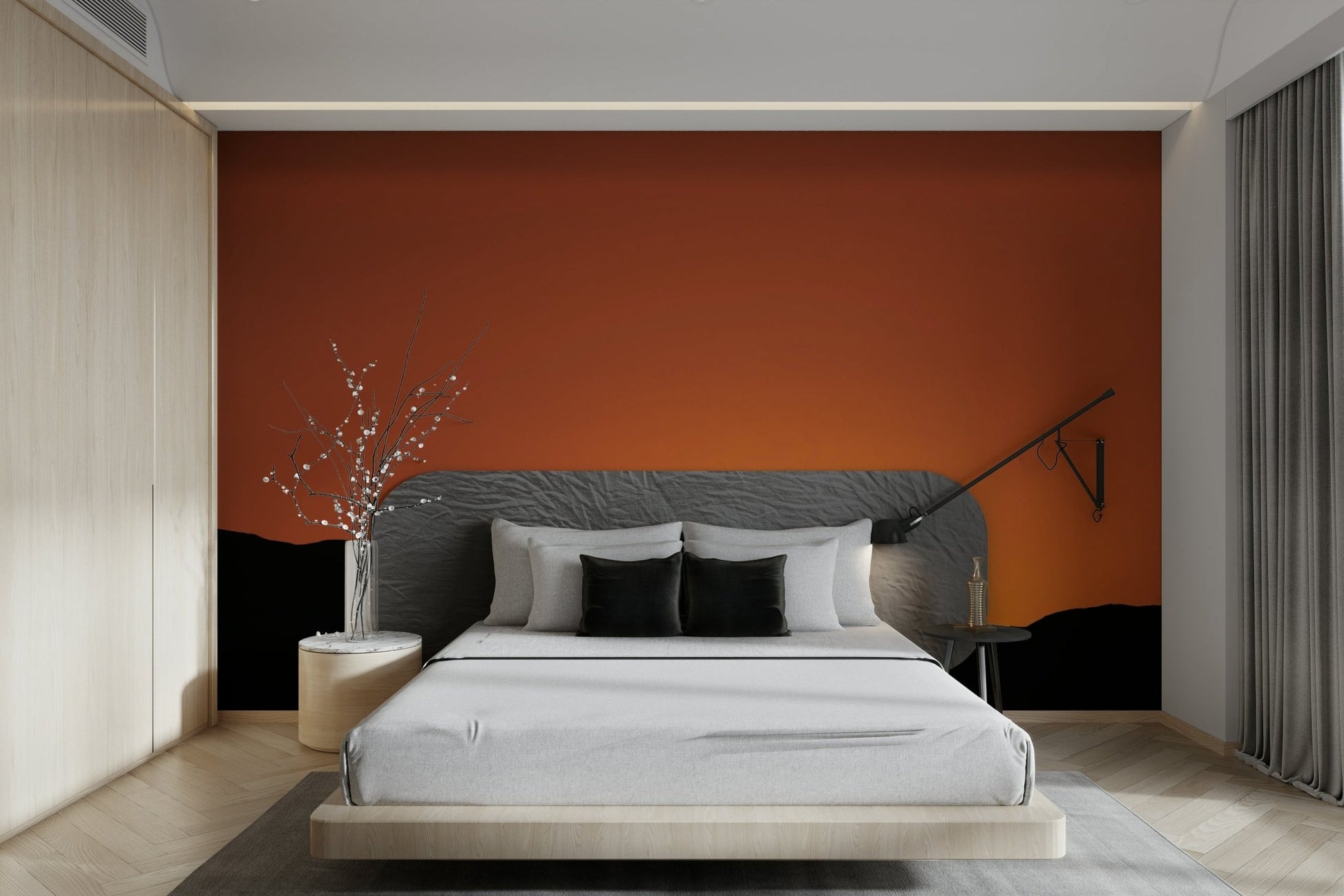 The wallpaper for walls being installed.