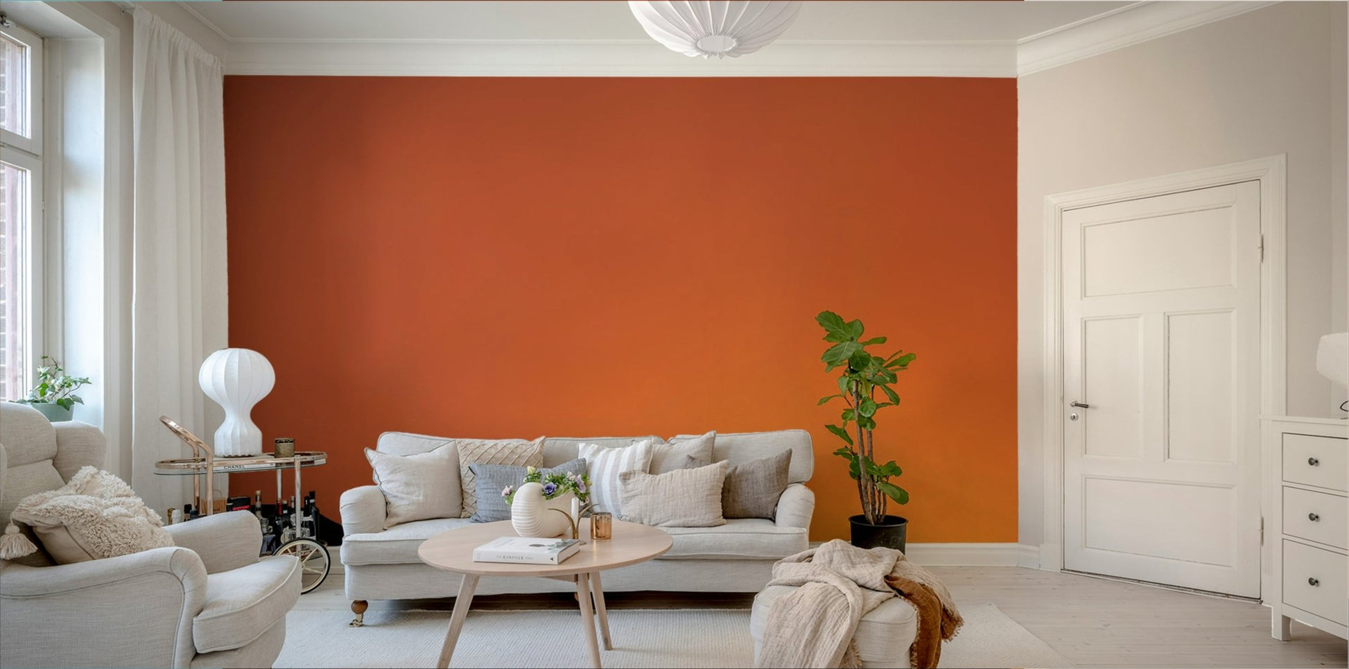 A detail shot of the soft, gradient tones in the wallpaper.