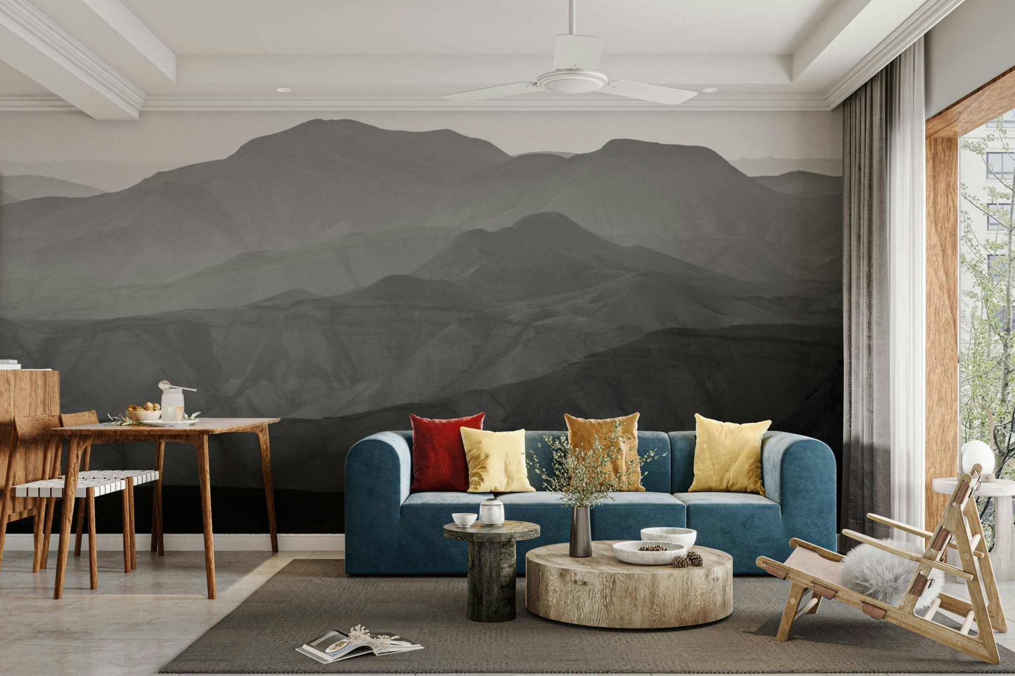 Mountains of the Judean Desert 10 Wall Mural with layered monochrome peaks GD4961
