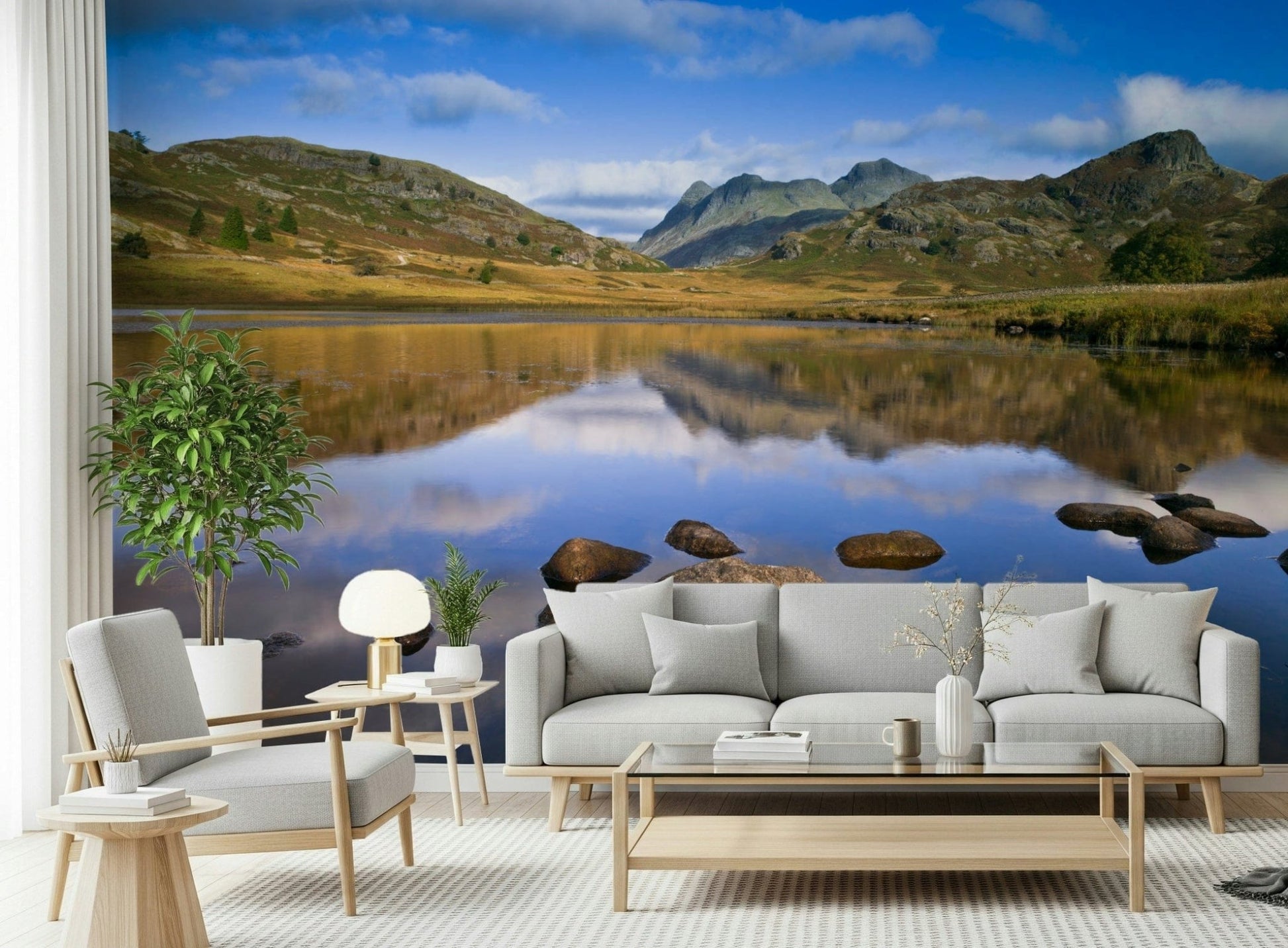 Quiet Mountains Reflections scenery, mural, glassy water effect., GD7100