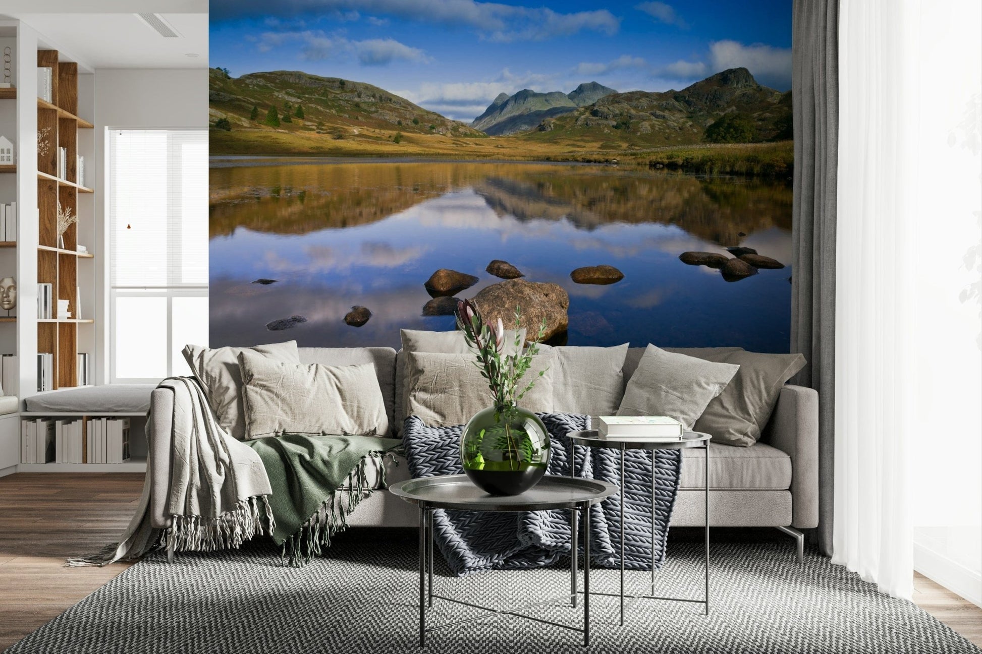 Iconic Mountains Reflections terrain, wall mural, spectacular peak backdrop., GD7100