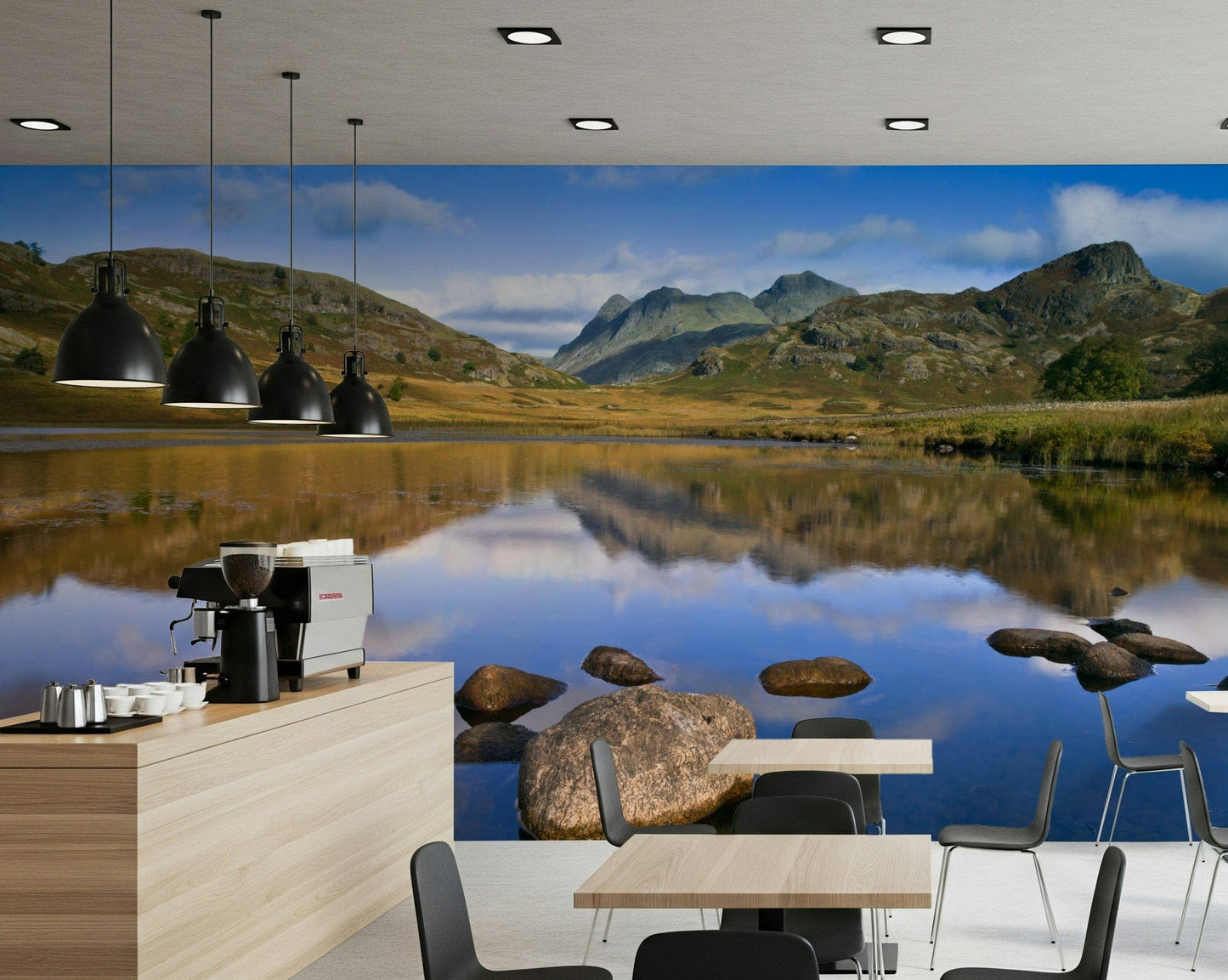 Glorious Mountains Reflections lighting, wallpaper, deep water shadows., GD7100