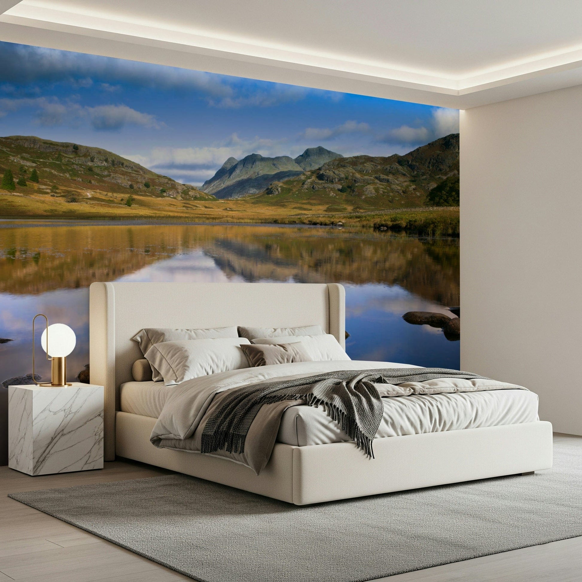 Curious Mountains Reflections depth, wall mural, still aquatic feature., GD7100