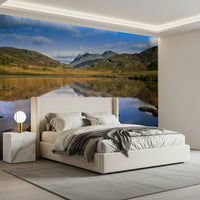 Curious Mountains Reflections depth, wall mural, still aquatic feature., GD7100
