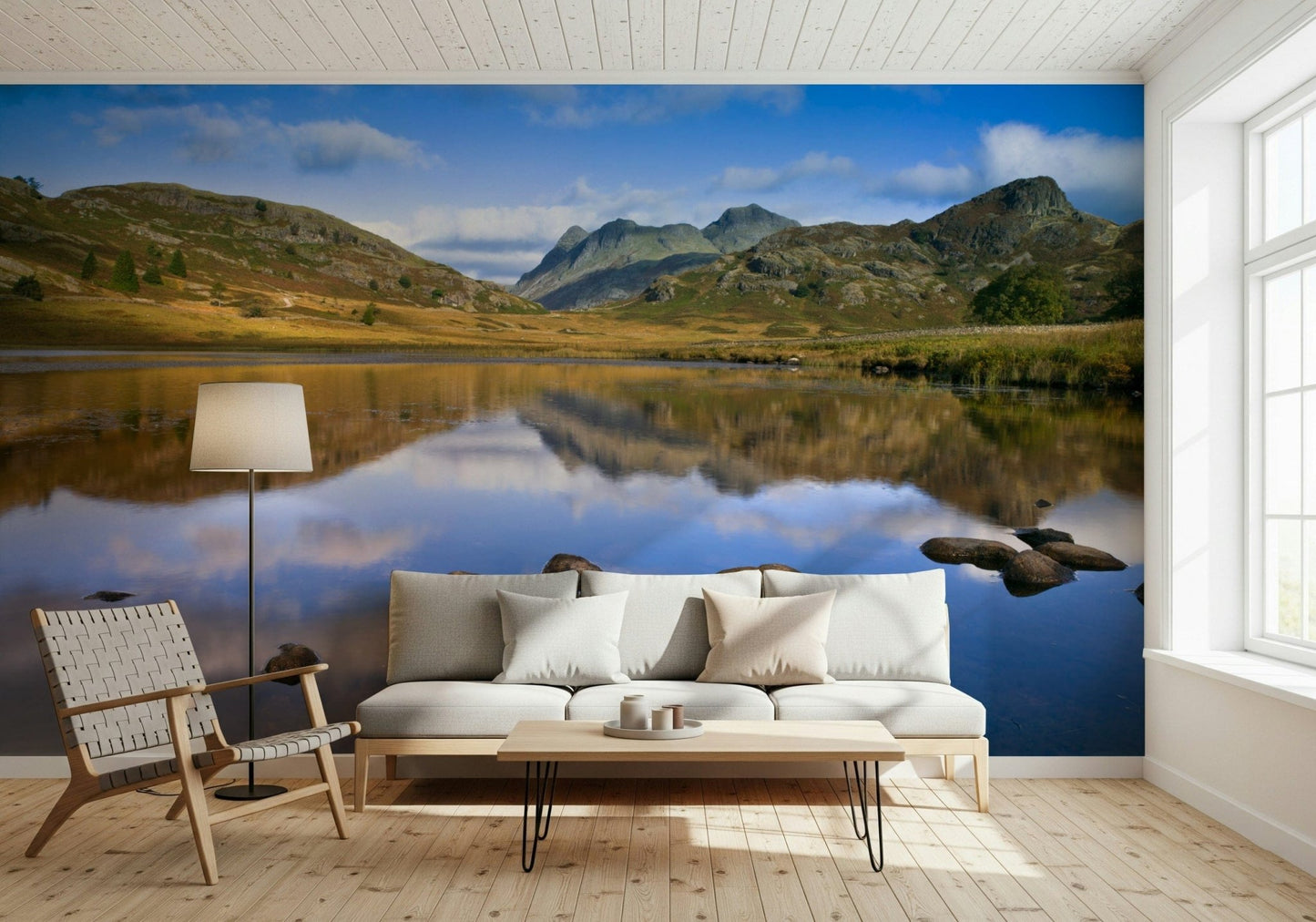 Splendid Mountains Reflections rocks, wallpaper, tranquil landscape design., GD7100