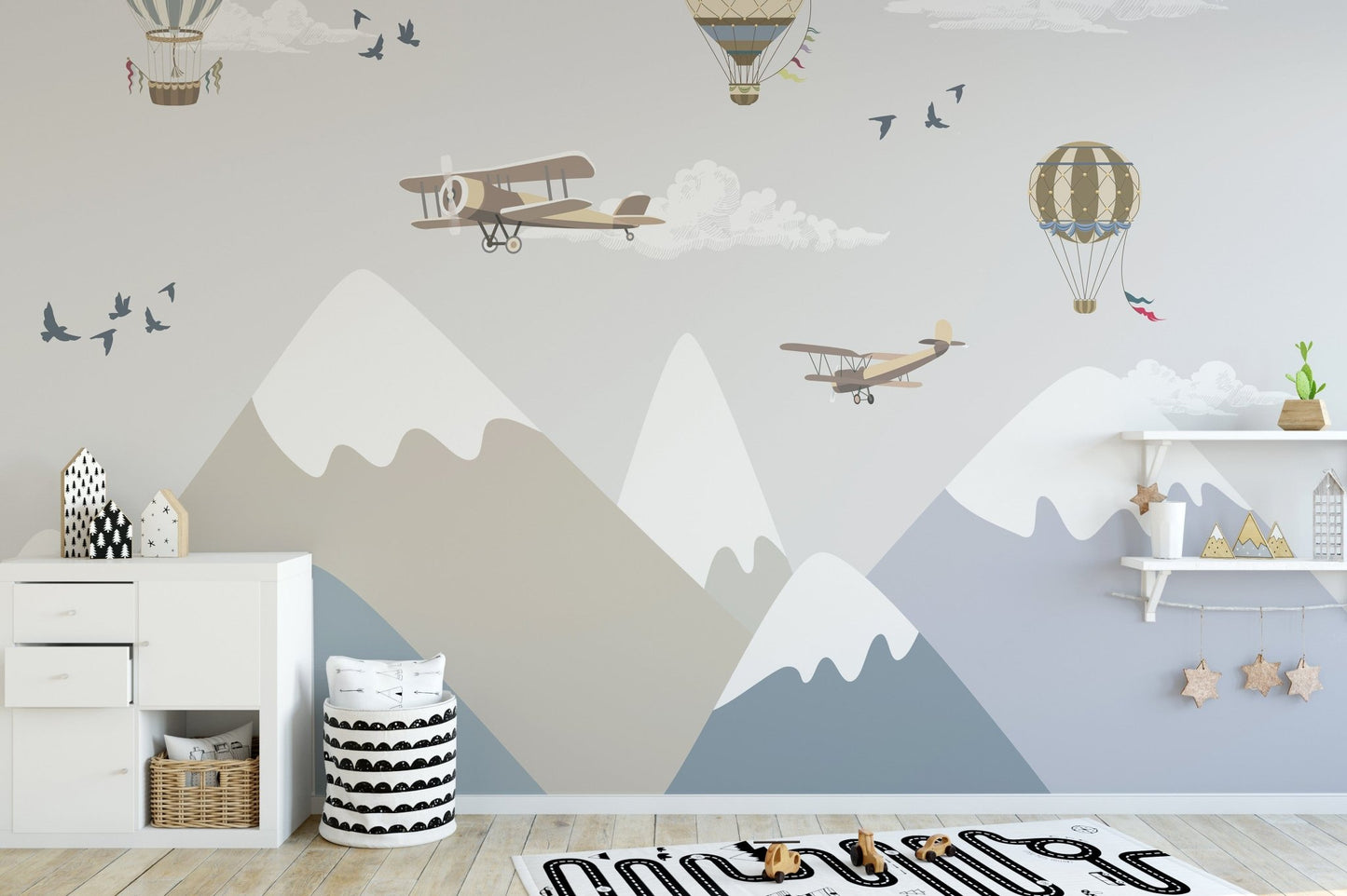 Mountains and sky theme wallpaper for kids rooms A640
