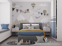 Vintage airplanes mural wallpaper for nursery decor
