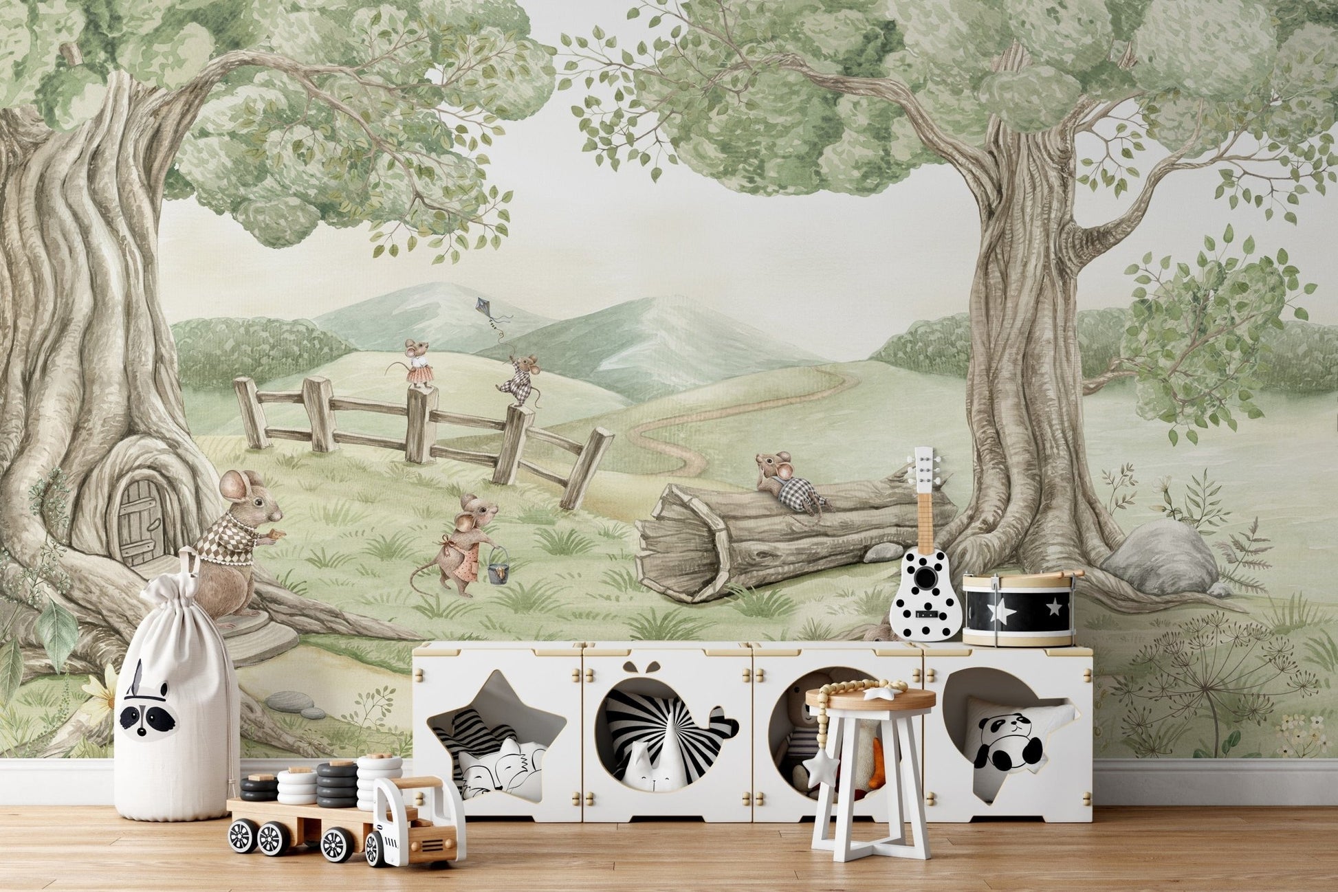 Mouse Family on the Wall Mural KB70
