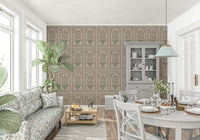 Dining room set with Mughal Bloom Arches wall mural and fine floral border bands