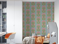 The image shows a peaceful, traditional floral pattern.

