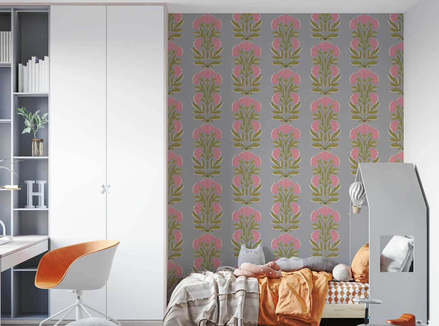 The image shows a peaceful, traditional floral pattern.

