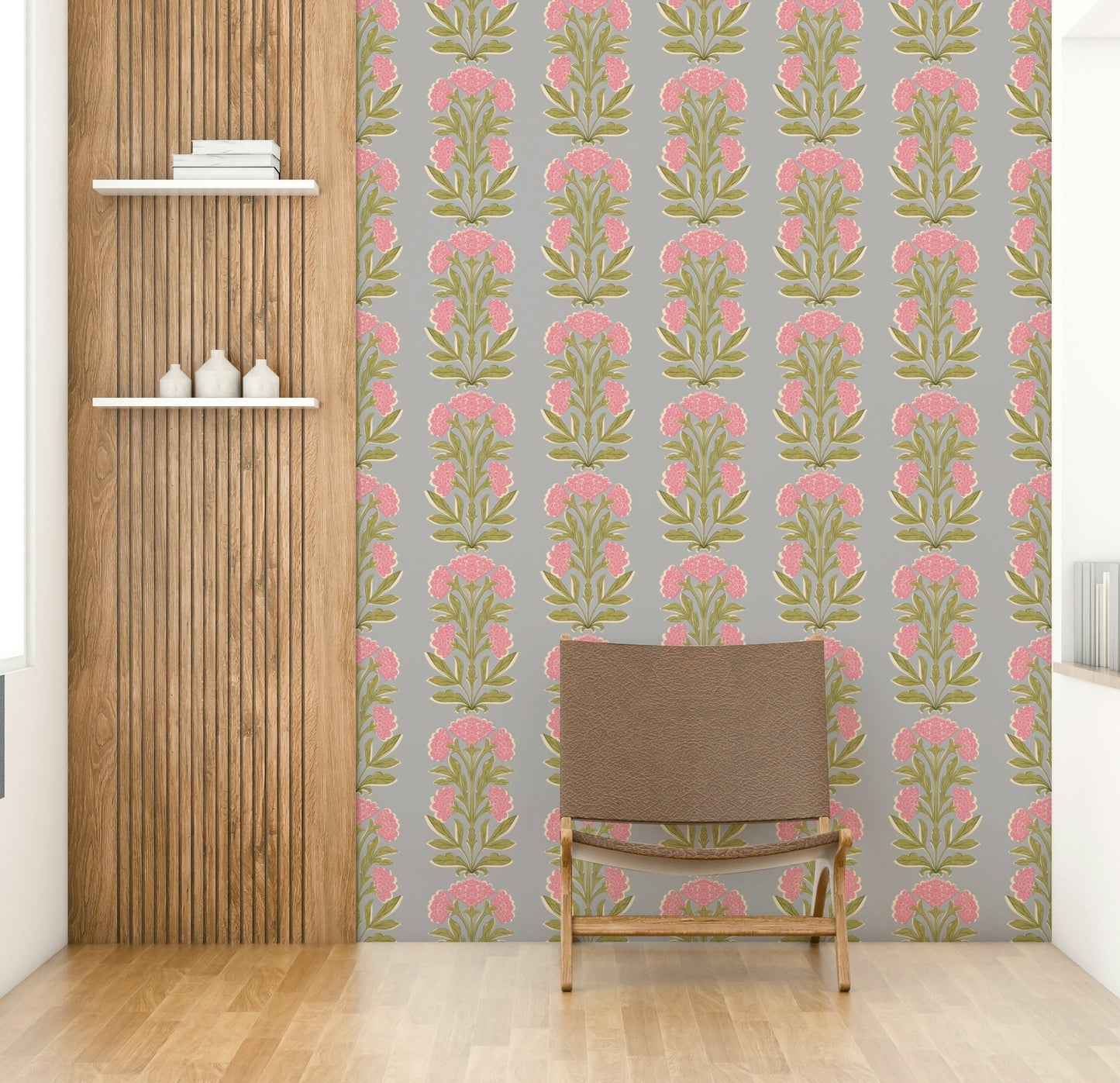 The composition is symmetrical and flowing.

