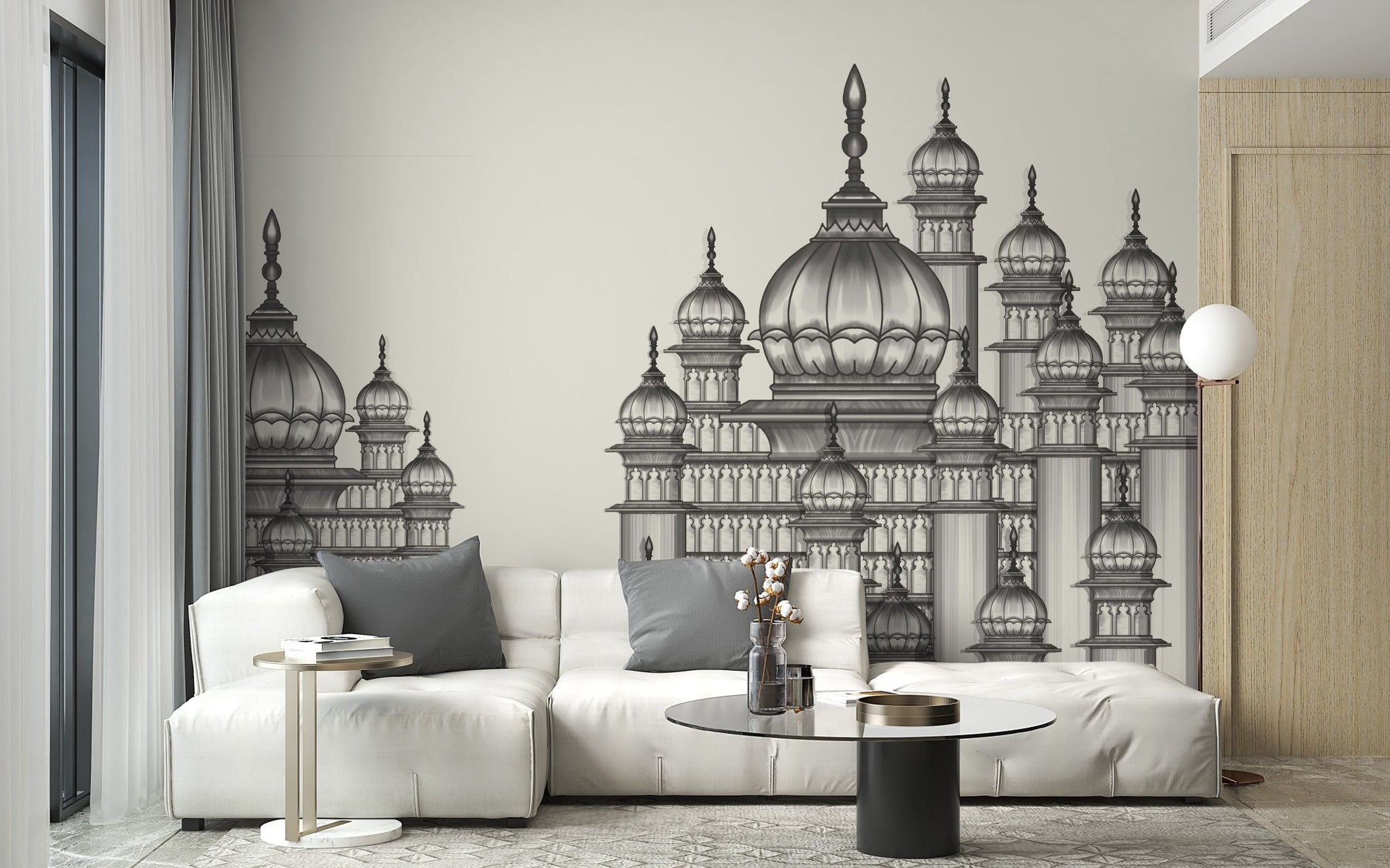 Majestic Mughal Palace Wallpaper with vintage royal elegance A857