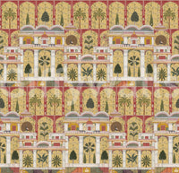 Detailed palm trees and garden motifs on a wall mural design., GD8990