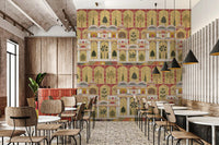 Symmetrical palace architecture and greenery on a wall mural sheet., GD8990