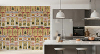 Mughal Garden Grandeur Wall Mural design used in a kitchen space., GD8990