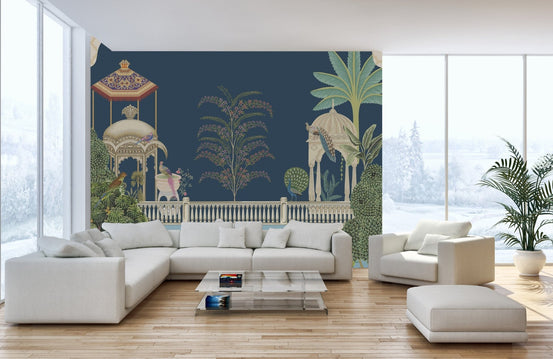 Mughal garden wallpaper with botanical elegance, B448