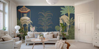 Classic botanical mural with Mughal garden art