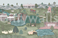 Heritage-rich Mughal Garden & Wildlife Vista Wall Mural in a scenic garden setting