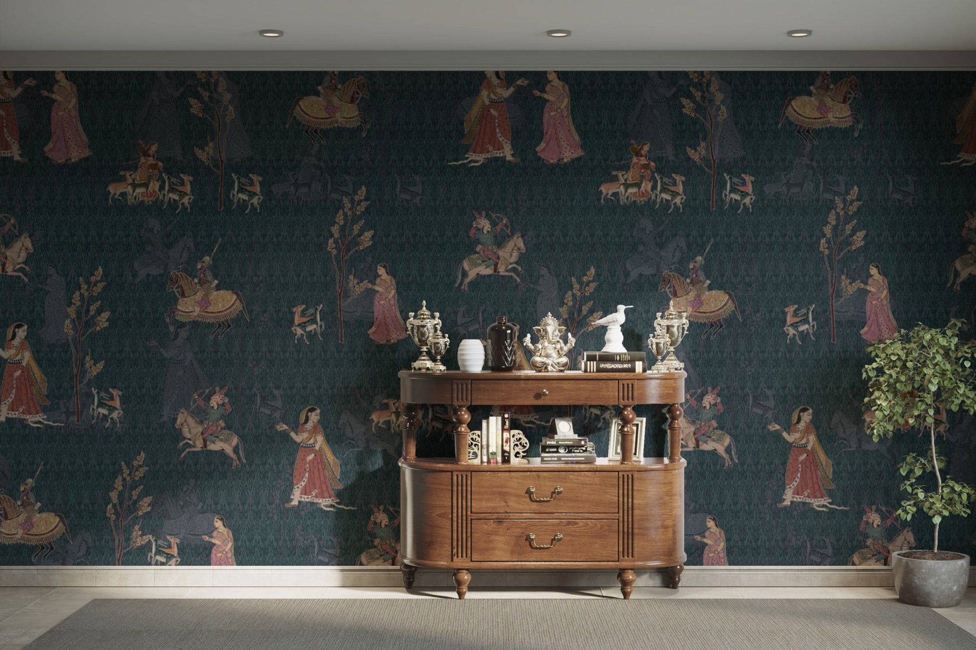 Royal Mughal jungle theme wallpaper

