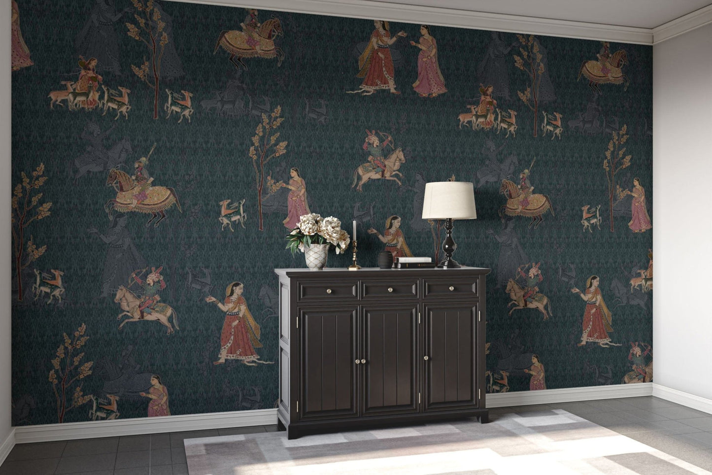 Mughal-inspired jungle wall design

