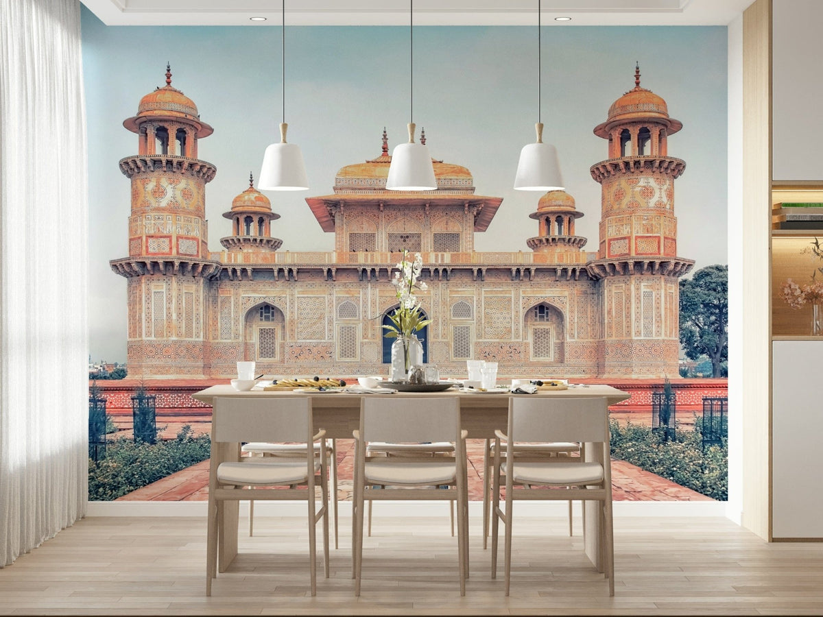 Symmetrical palace towers inside a Mughal Majesty wall mural., GD7445