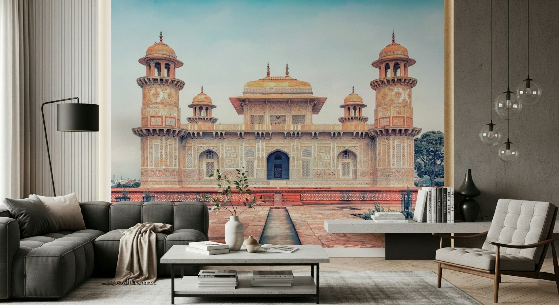 Ornate arched doorways within this Mughal Majesty wall mural.