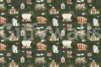White palace motifs add contrast to Mughal Dreams wall mural art, GD9000