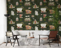 Office home palace dreams mural with temples, trees, and heritage details, GD9000