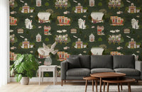 Deep green base highlights Mughal Palace Dreams repeat artwork, GD9000