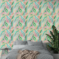 Multicolor Boho Zebra Print wallpaper detail

