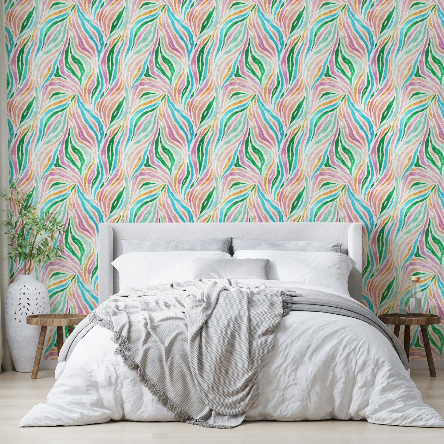 Wallpaper mural with colorful zebra stripes

